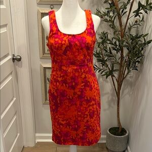 Michael Kors Women’s Orange and Pink Sleeveless Sheath Dress